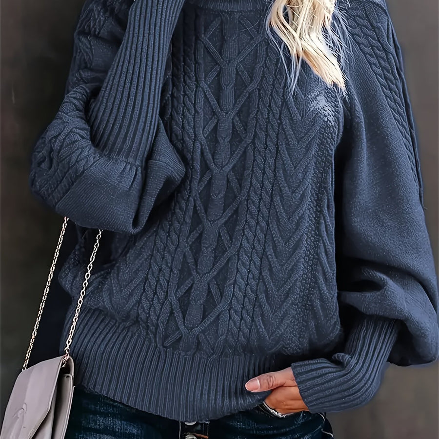 Eloise | Women's Mock Neck Sweater – Textured Knit Half Zip Collar Pullover view 30
