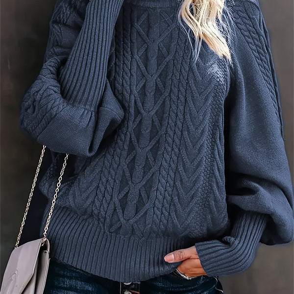 Eloise | Women's Mock Neck Sweater – Textured Knit Half Zip Collar Pullover