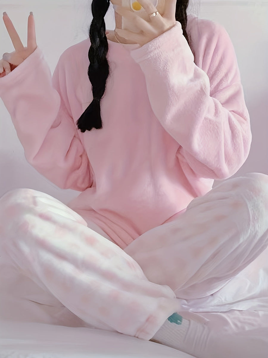 Marcella | Women's Plush Pajama Set – Cozy Two Piece Lounge Set view 4