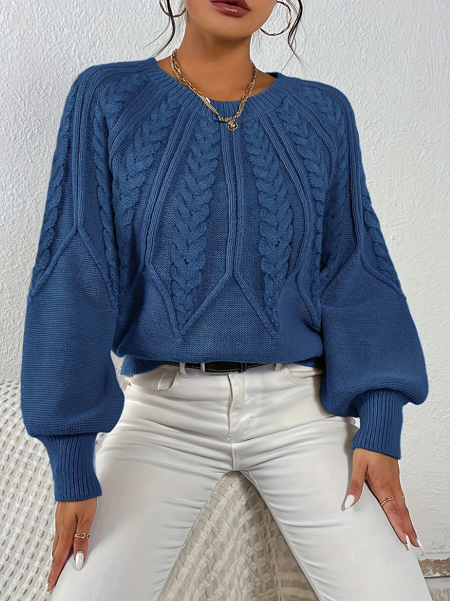 Eleanor | Women's Oversized Cable Knit Sweater – Relaxed Chunky Winter Pullover view 17
