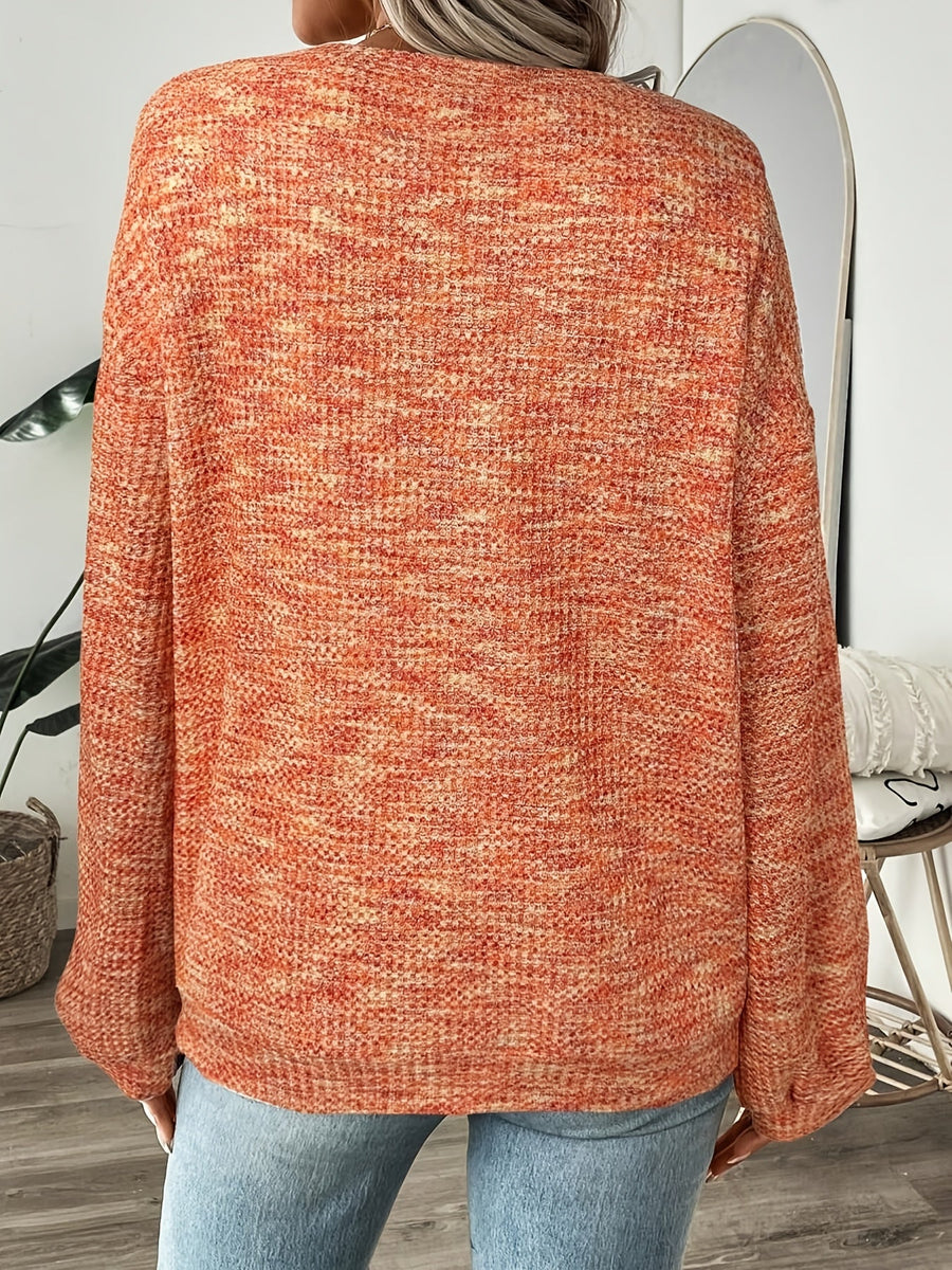 Katrina | Women's Waffle Knit Sweater – Relaxed Cozy Pullover view 2