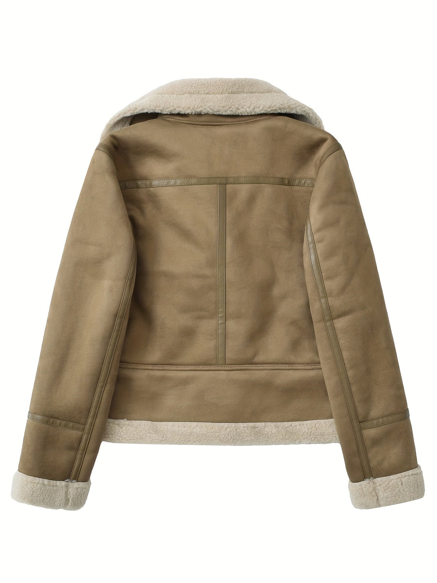 Clara | Women's Aviator Jacket – Belted Cozy Winter Coat view 3