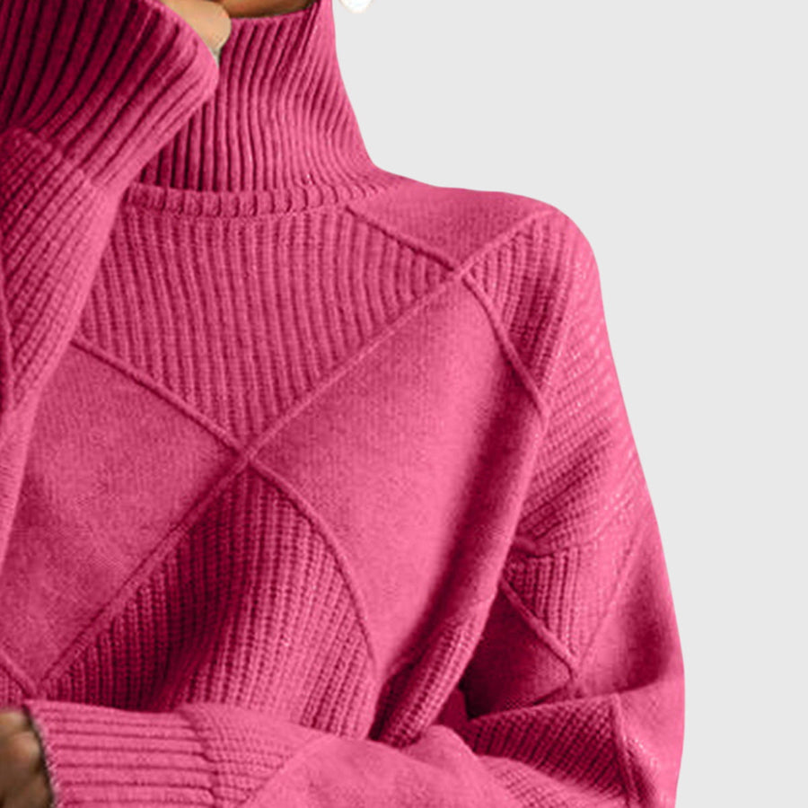 Wrenna | Roll Neck Sweater with Diagonal Seam Detail view 3