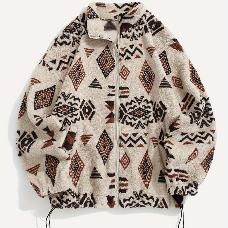 Carmen | Women's Plush Zip Up Jacket – Patterned Cozy Winter Jacket