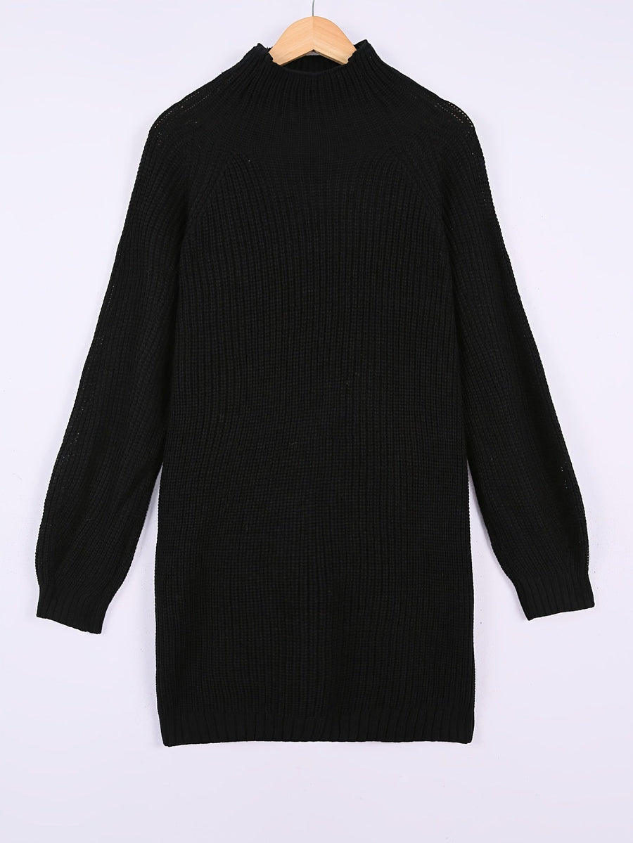 Rosabel | Women's Plus Size Sweater Dress – Half Turtleneck Relaxed Knit Dress view 3