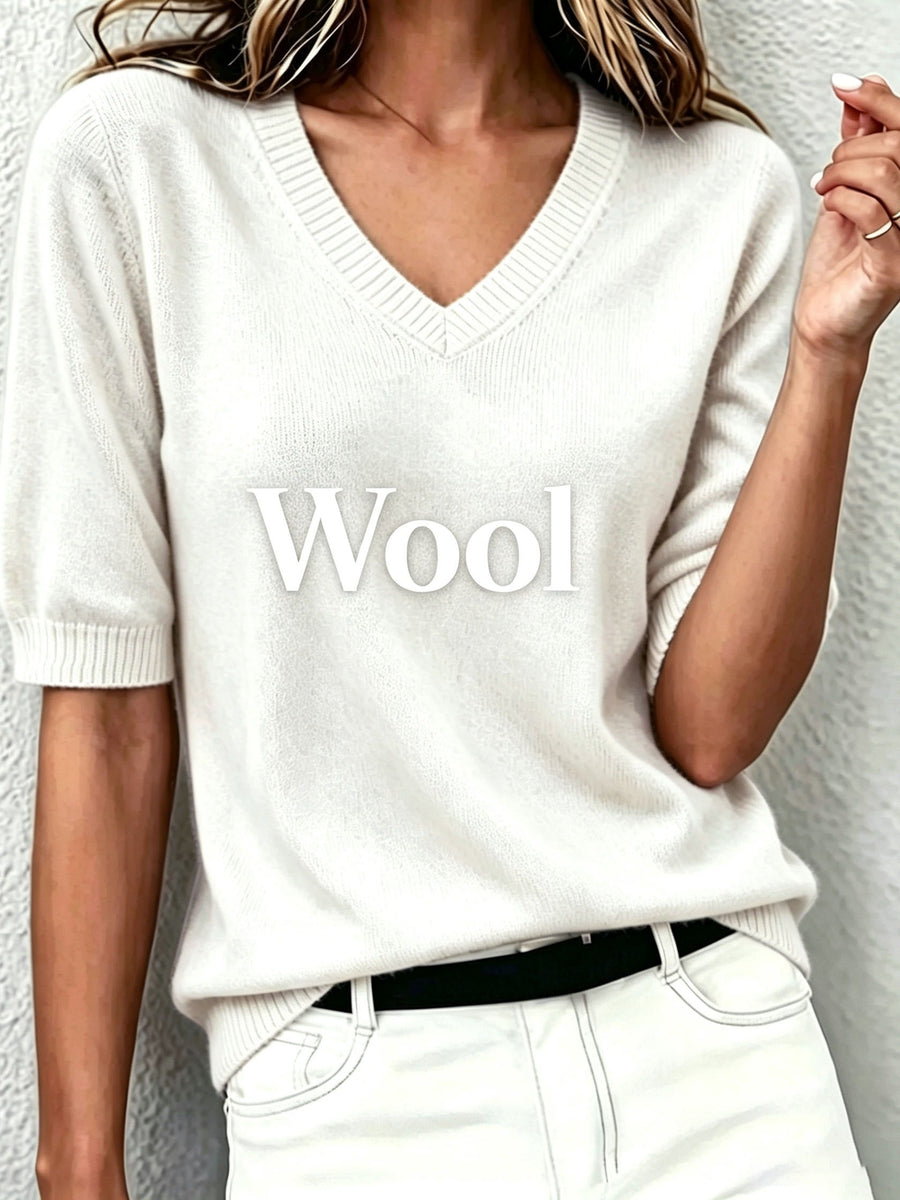 Sabina | Cashmere Blend Short-Sleeve V-Neck Sweater view 4