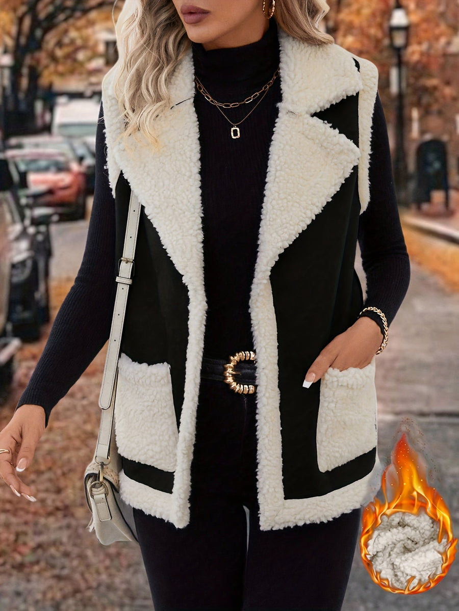 Sylvie | Women's Warm Vest – Lapel Collar Cozy Winter Vest view 8