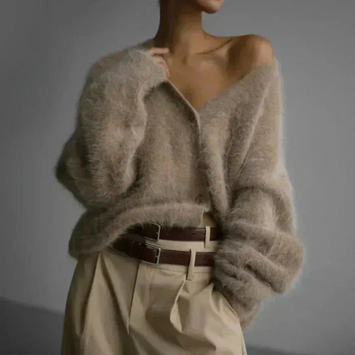 Bess | Women's Winter Cardigan – Oversized Fuzzy view 2