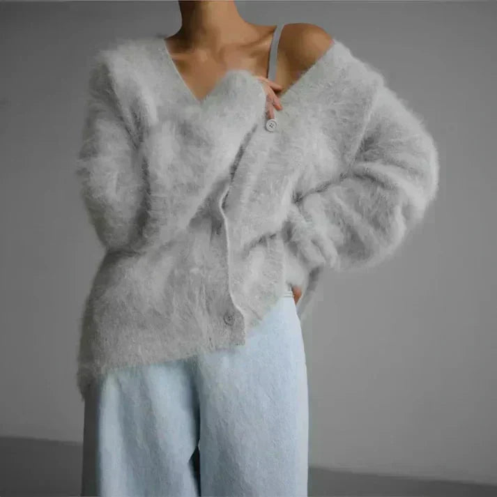 Bess | Women's Winter Cardigan – Oversized Fuzzy view 3
