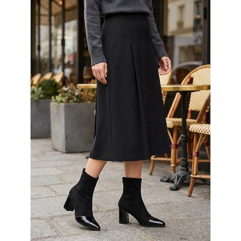 Beatrix | Women's Block Heel Ankle Boots – Cap Toe Chunky Heel Booties view 2