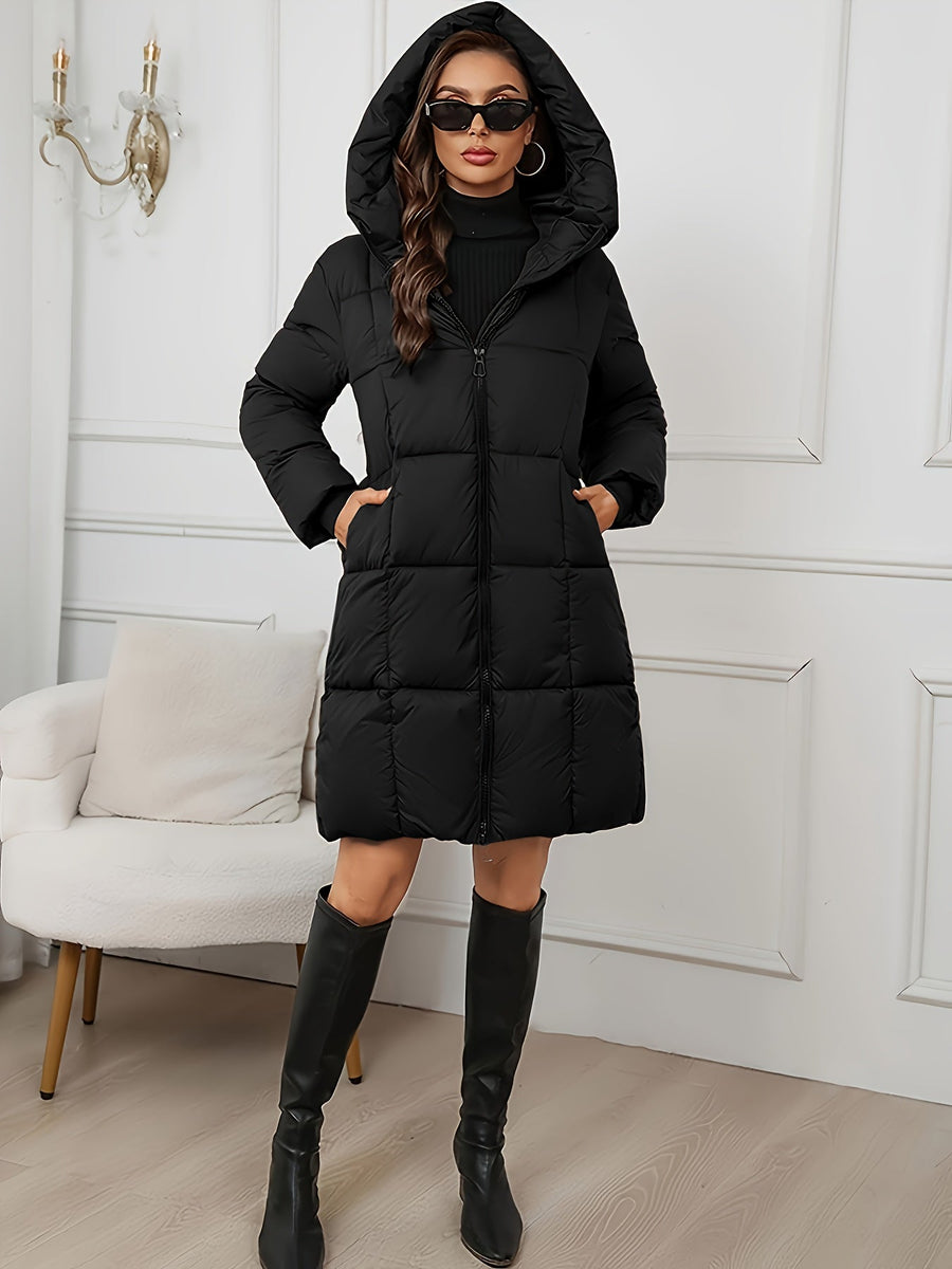 Camilla | Women's Long Puffer Coat – Hooded Quilted Winter Parka view 9
