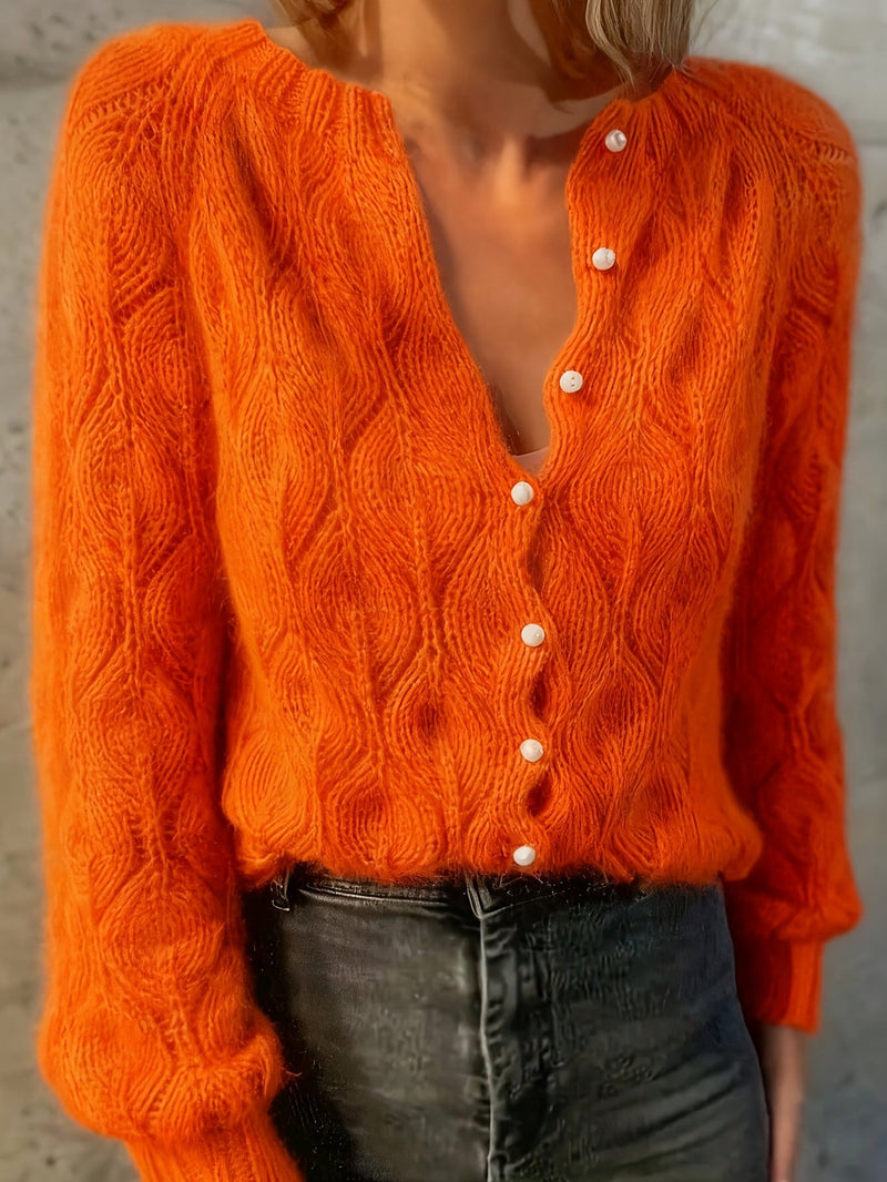 Goldie | Women's Winter Cardigan – Mink-Soft Pearl Button
