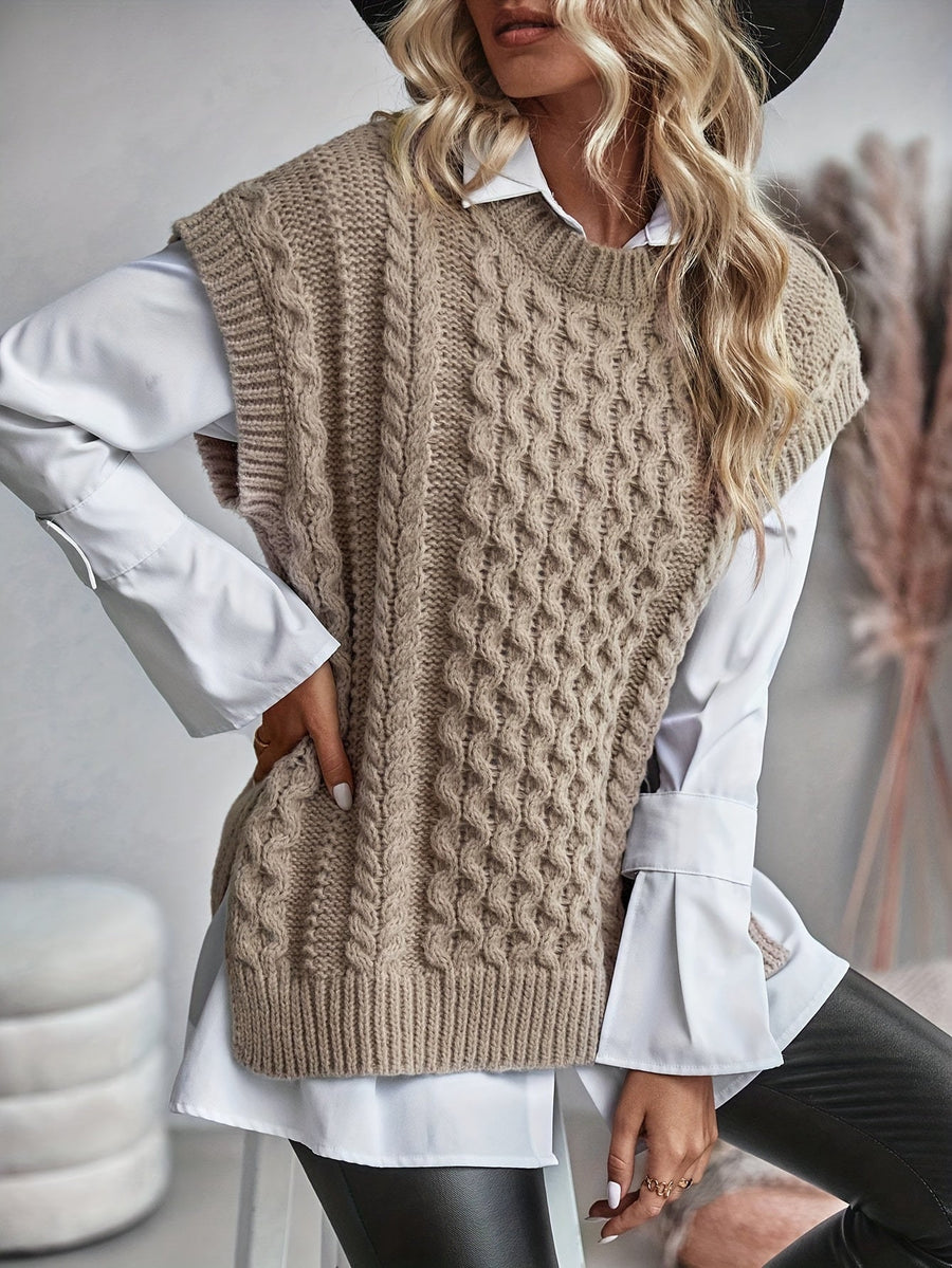 Bridget | Women's Cable Knit Sweater Vest – Cozy V Neck Knit Vest view 3