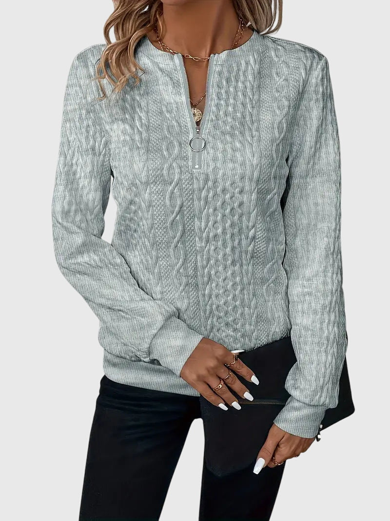 Casimira | Cable Knit Quarter-Zip Sweater view 16