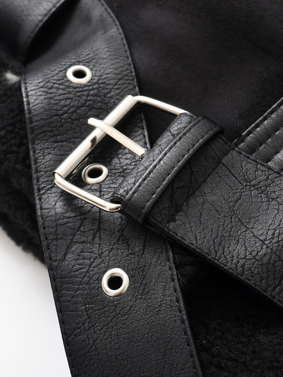 Clara | Women's Aviator Jacket – Belted Cozy Winter Coat view 14