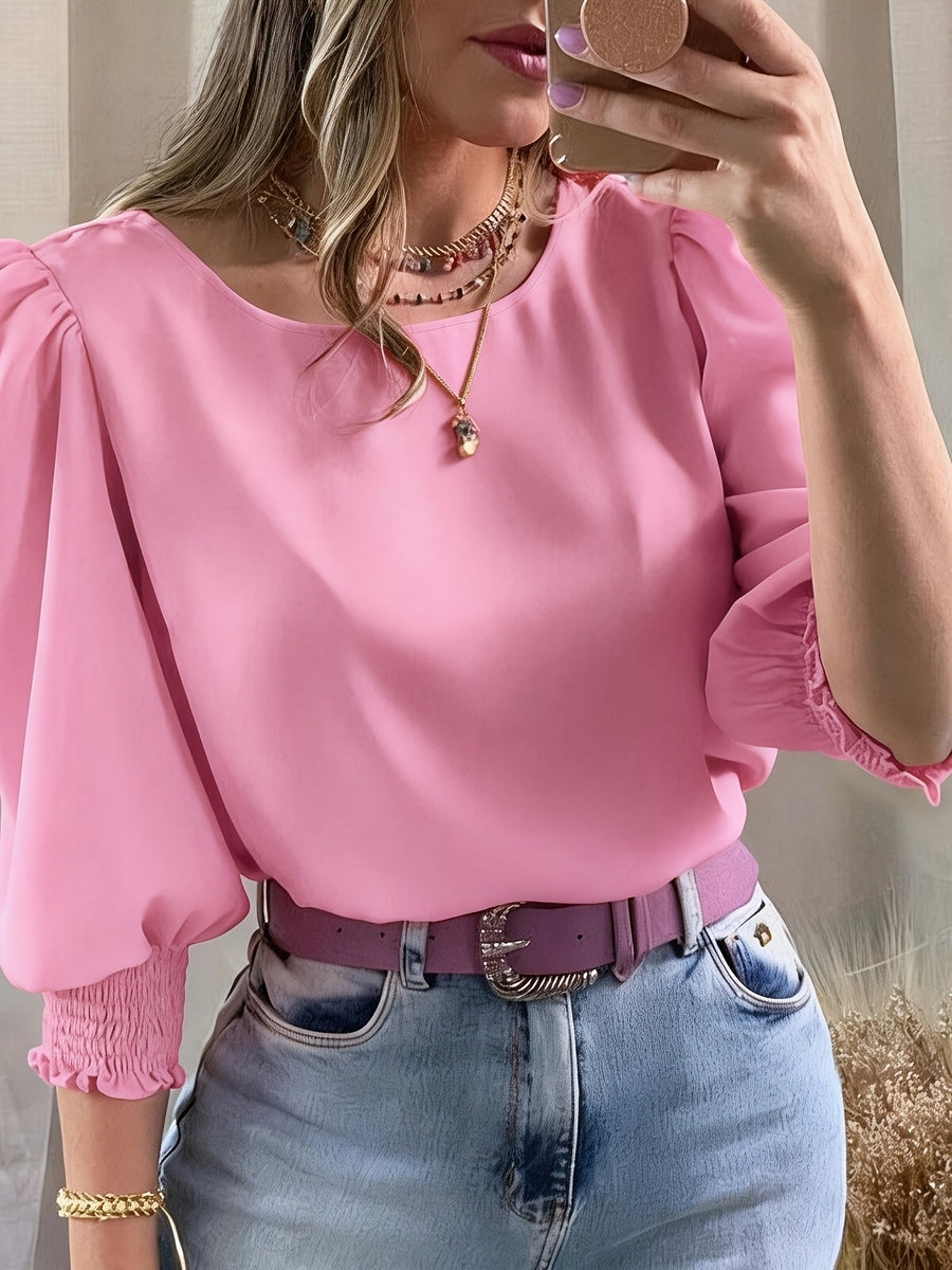 Ellen | Women's Puff Sleeve Blouse – Elegant Long Sleeve Dressy Top view 5