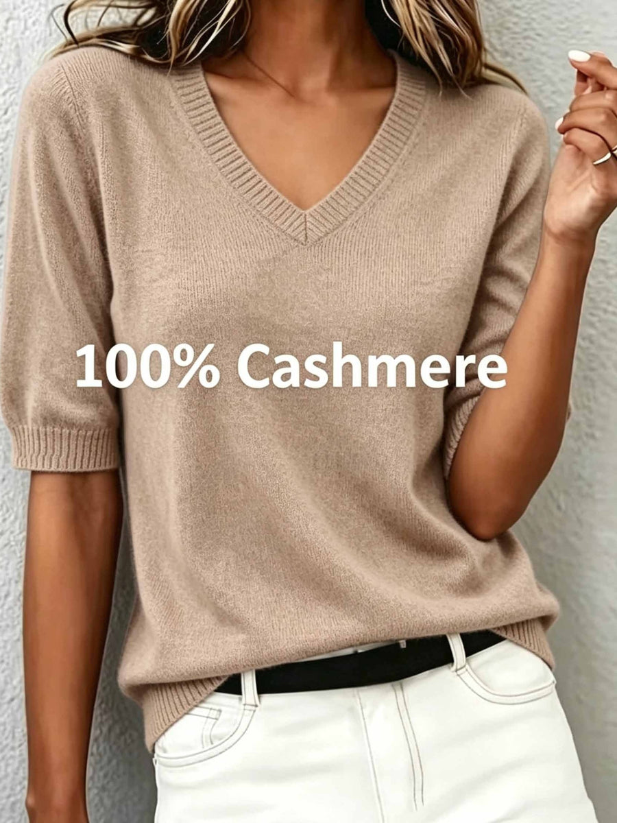 Sabina | Cashmere Blend Short-Sleeve V-Neck Sweater view 7