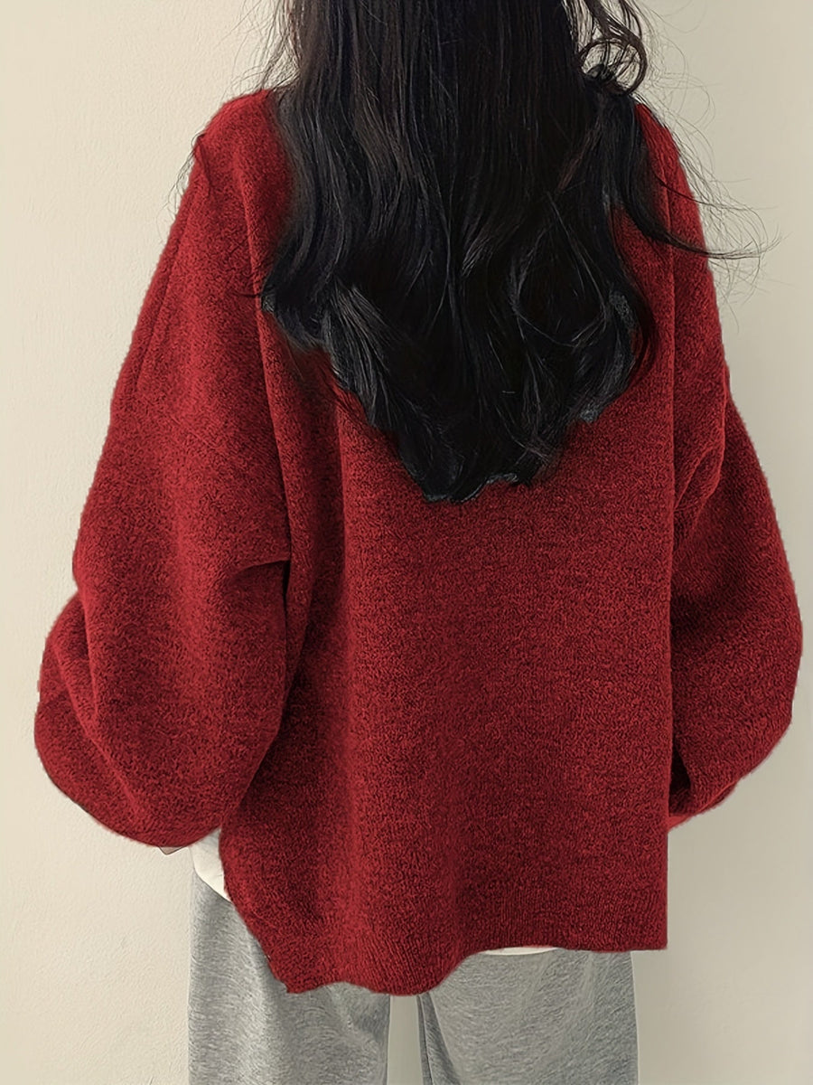 Perpetua | Oversized Crew Neck Sweater with Balloon Sleeves view 7