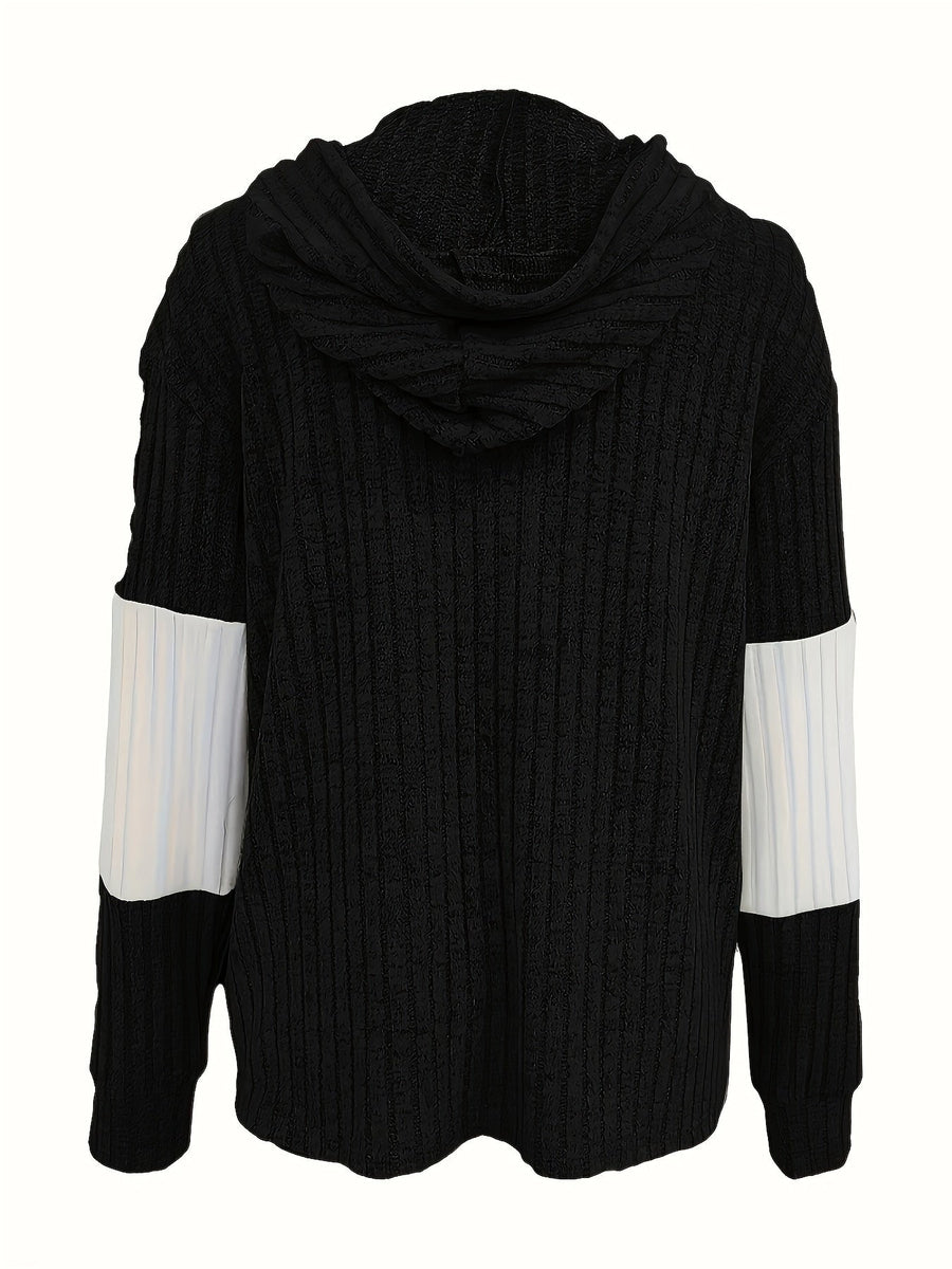 Shannon | Women's Zip Up Hoodie – Color Block Ribbed Cozy Sweatshirt view 8