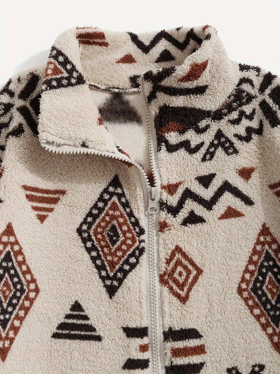 Carmen | Women's Plush Zip Up Jacket – Patterned Cozy Winter Jacket view 5