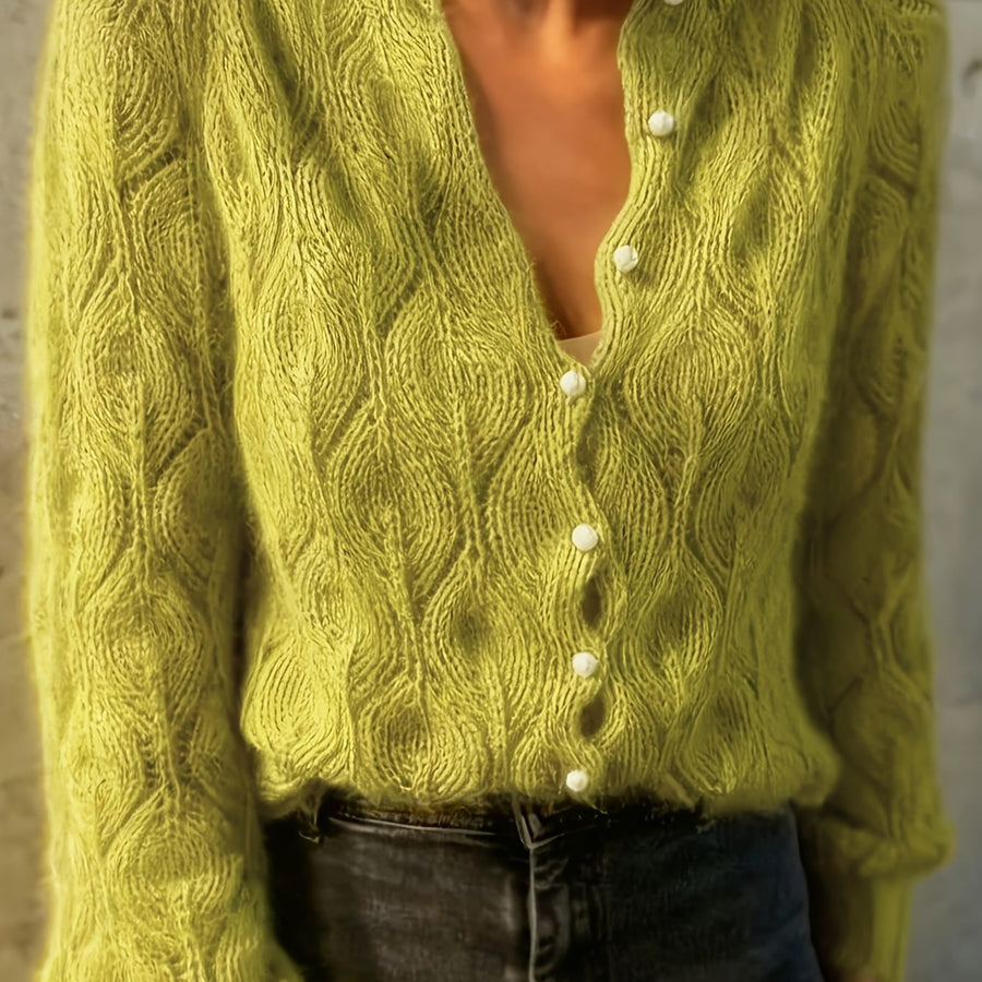 Goldie | Women's Winter Cardigan – Mink-Soft Pearl Button view 13