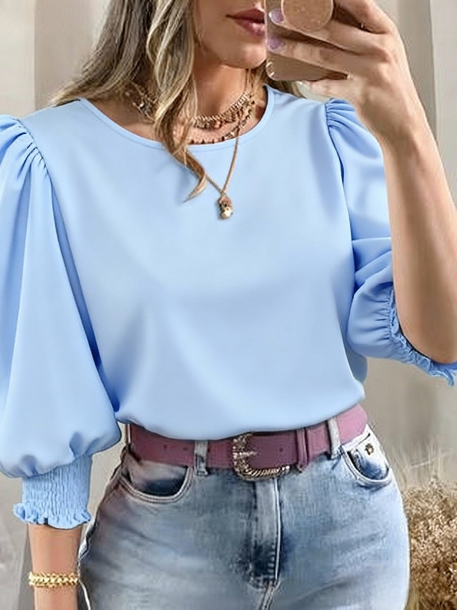 Ellen | Women's Puff Sleeve Blouse – Elegant Long Sleeve Dressy Top view 4