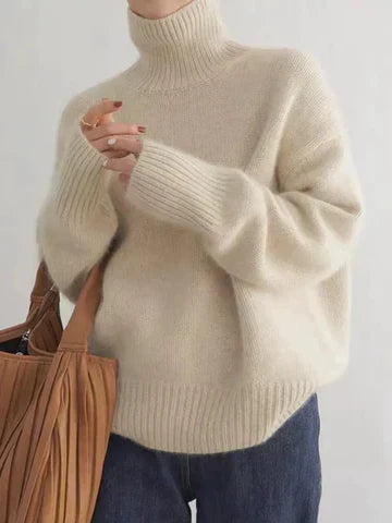Mira | Women's Winter Sweater – Oversized Turtleneck, Gray view 1