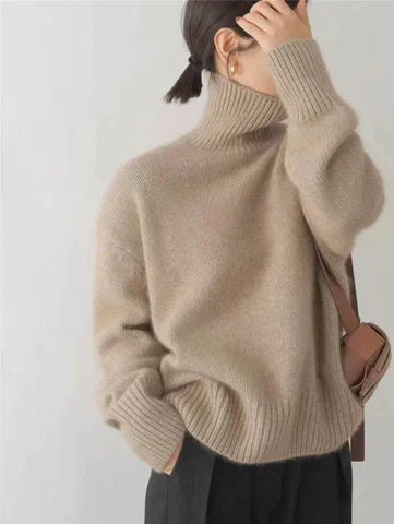 Mira | Women's Winter Sweater – Oversized Turtleneck, Gray view 5