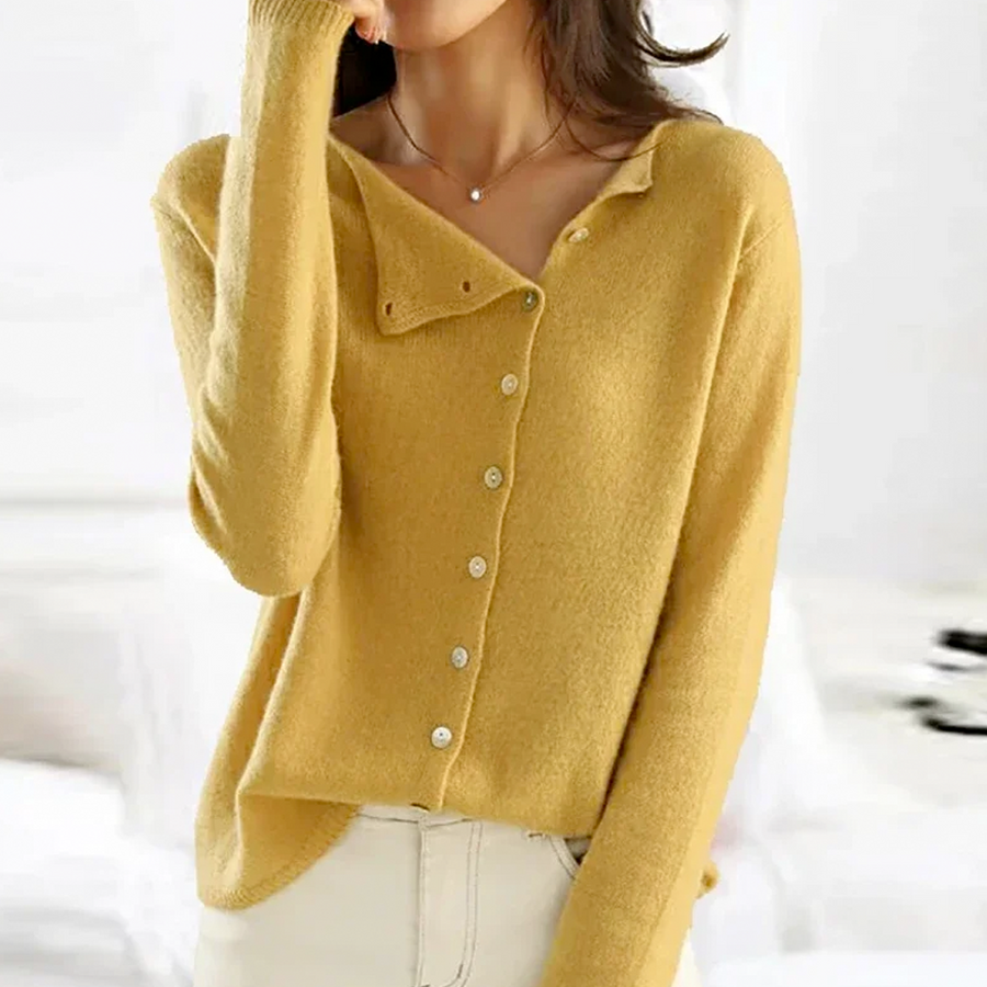 Cara | Women's Winter Cardigan – Button-Front, Gray view 4