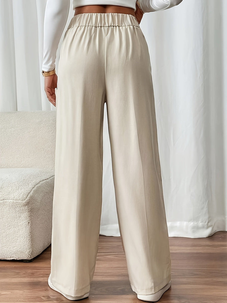 Lydia | Women's Wide Leg Trousers – High Waisted Elastic Waist Dress Pants view 2