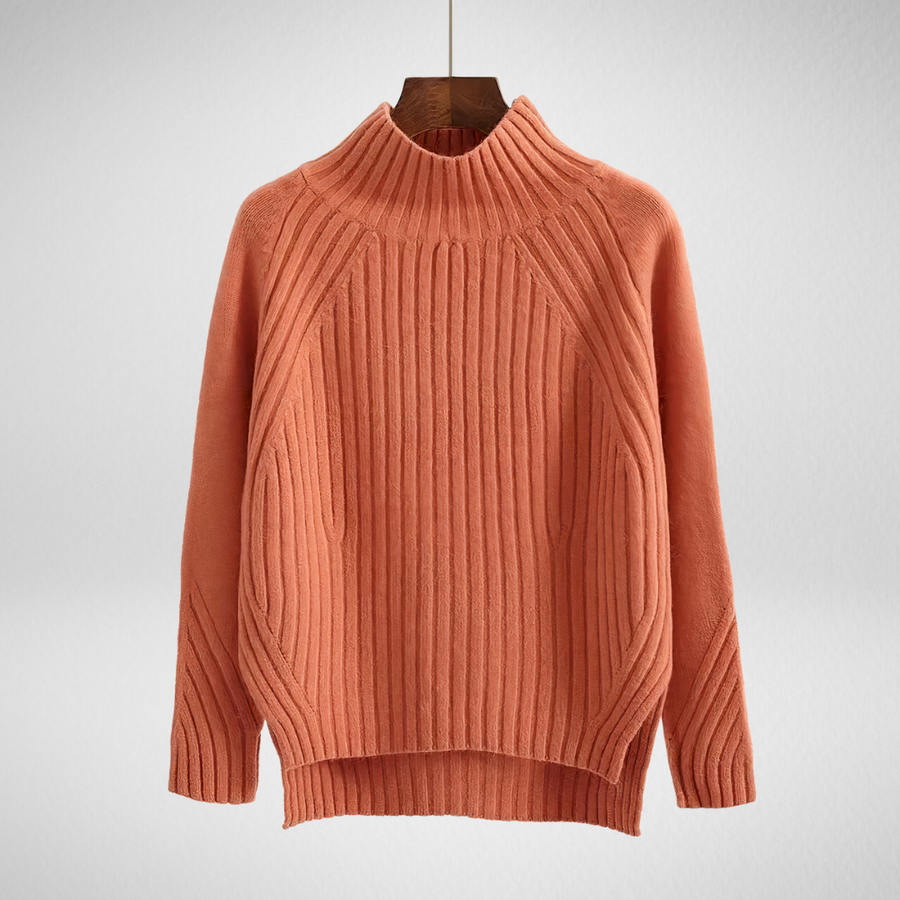 Ava | Women's Winter Sweater – Ribbed Knit Mock Neck view 1