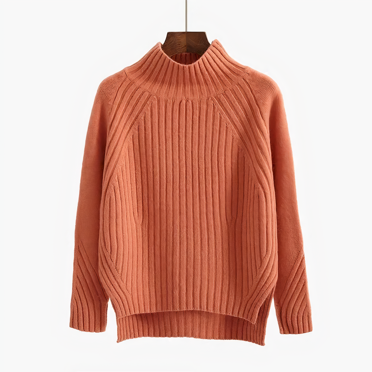 Ava | Women's Winter Sweater – Ribbed Knit Mock Neck