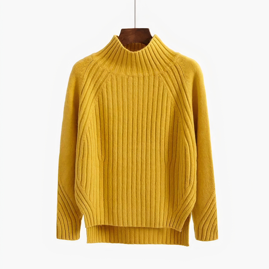 Ava | Women's Winter Sweater – Ribbed Knit Mock Neck view 3