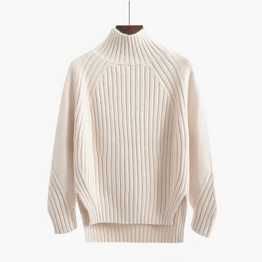 Ava | Women's Winter Sweater – Ribbed Knit Mock Neck view 4