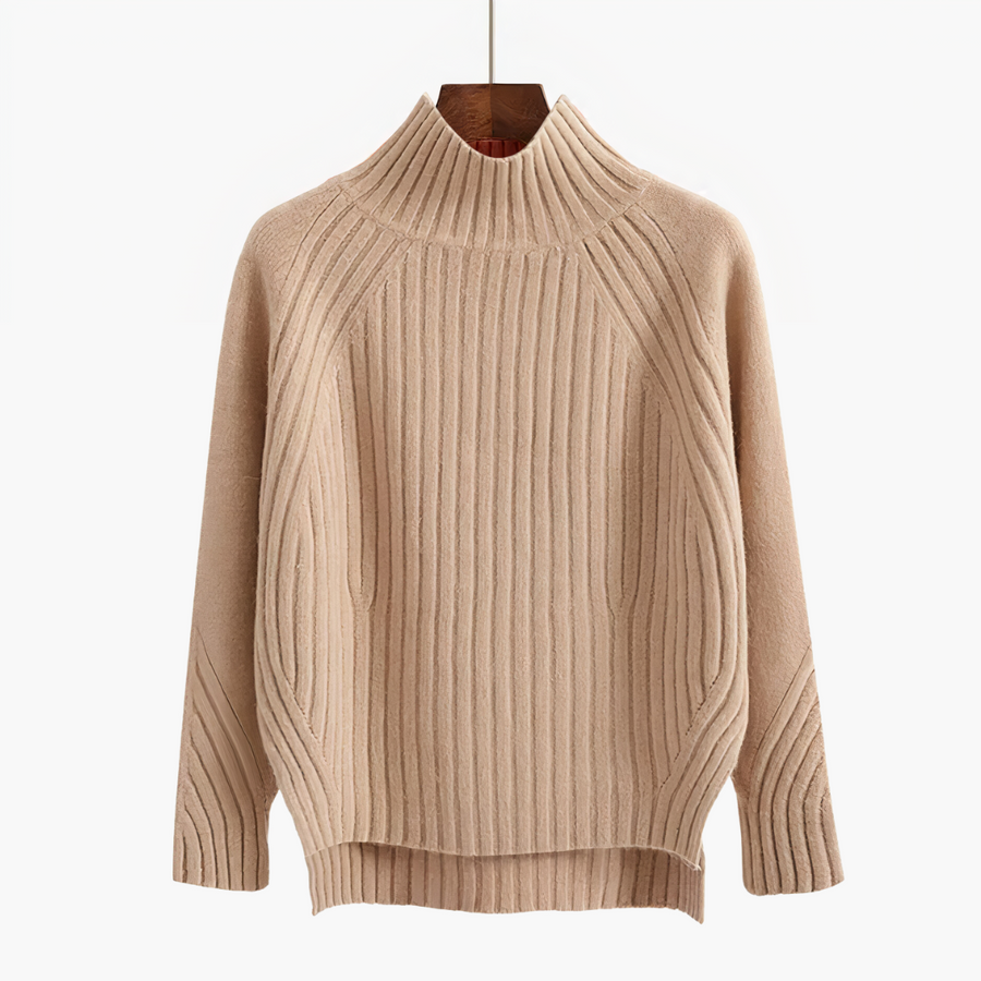 Ava | Women's Winter Sweater – Ribbed Knit Mock Neck view 5