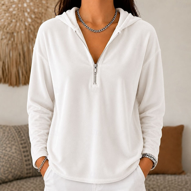 Eliza | Women's Quarter Zip Sweatshirt – Relaxed Pullover Hoodie view 7