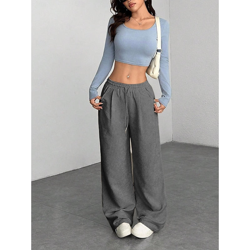 Georgina | Women's Wide Leg Pants – High Waisted Relaxed Palazzo Pants view 4
