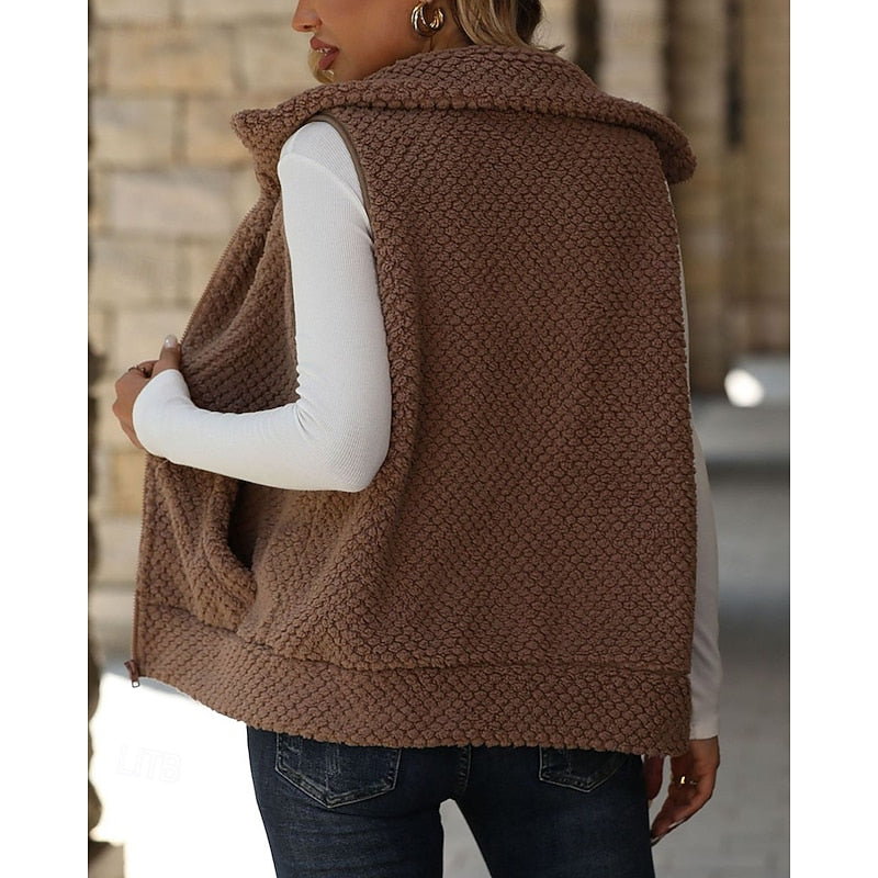 Maren | Women's Textured Zip Up Vest – Cozy Warm Winter Vest view 2