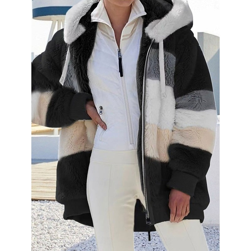 Corinne | Women's Hooded Zip Up Jacket – Cozy Plush Winter Coat view 7