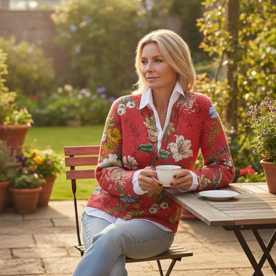 Lena | Button-Down Floral Print Cardigan Sweater for Women view 2