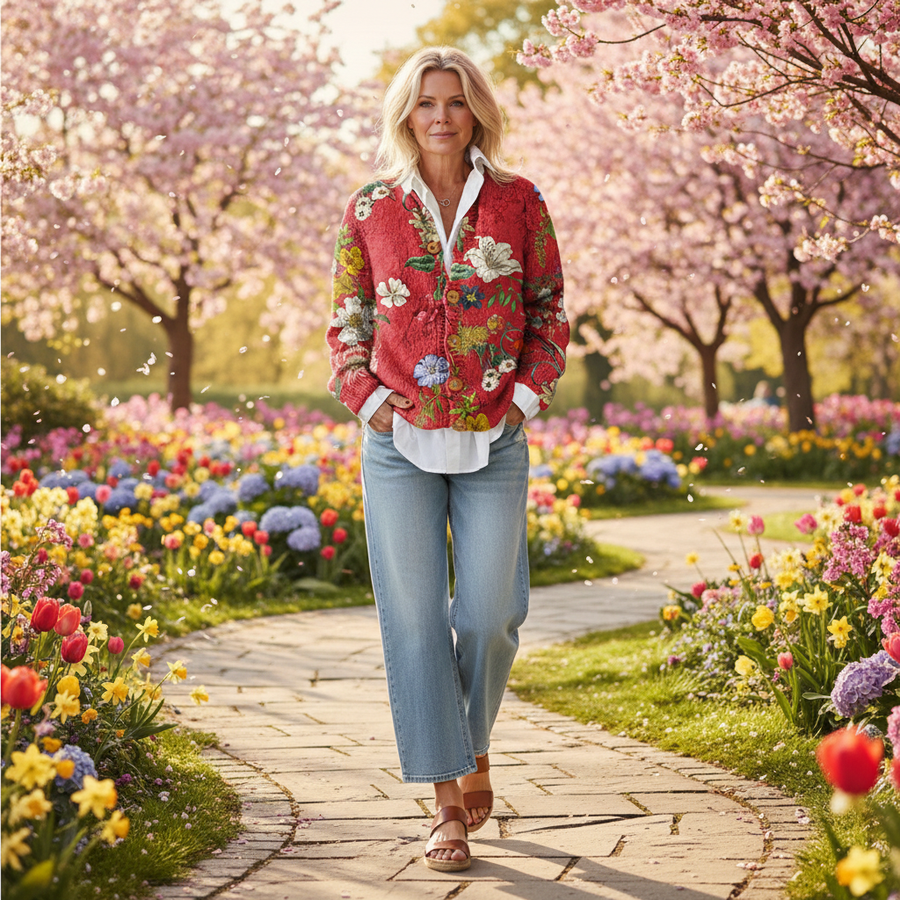 Lena | Button-Down Floral Print Cardigan Sweater for Women view 3
