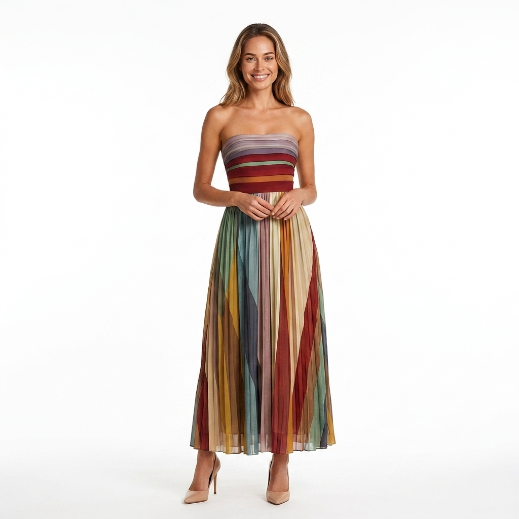 Adeline | Pleated Strapless Maxi Dress