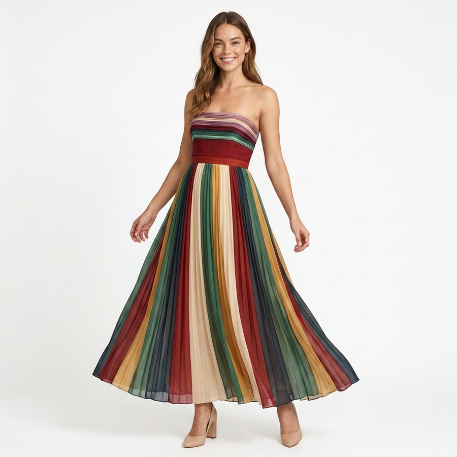 Adeline | Pleated Strapless Maxi Dress view 2