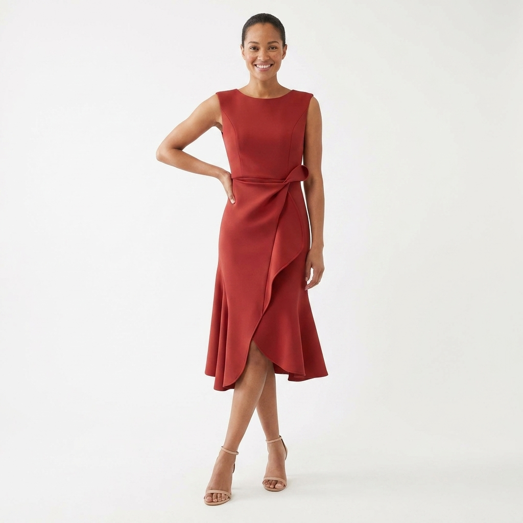 Eni | Draped Asymmetric Midi Dress