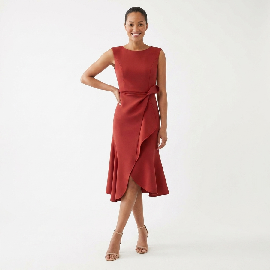 Eni | Draped Asymmetric Midi Dress view 1