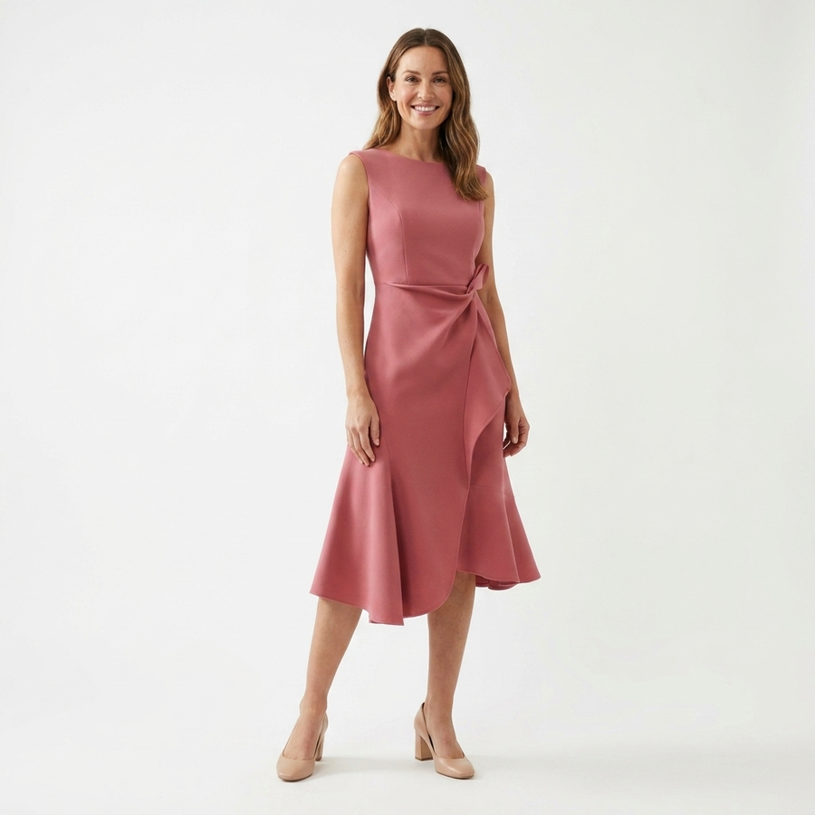 Eni | Draped Asymmetric Midi Dress view 3