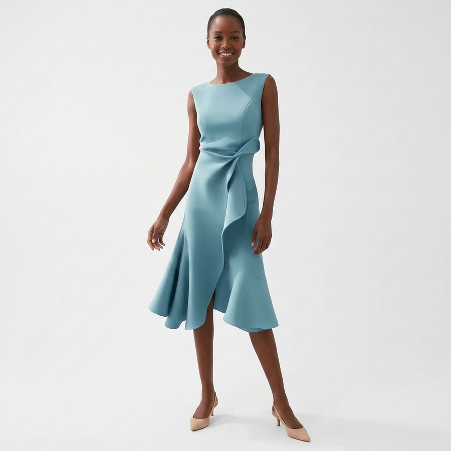 Eni | Draped Asymmetric Midi Dress view 4