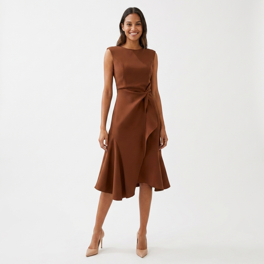 Eni | Draped Asymmetric Midi Dress view 9