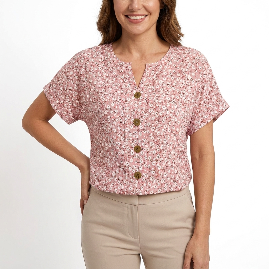 Shimmy | Women's Soft Floral Print Blouse | Elegant Lightweight Summer Top