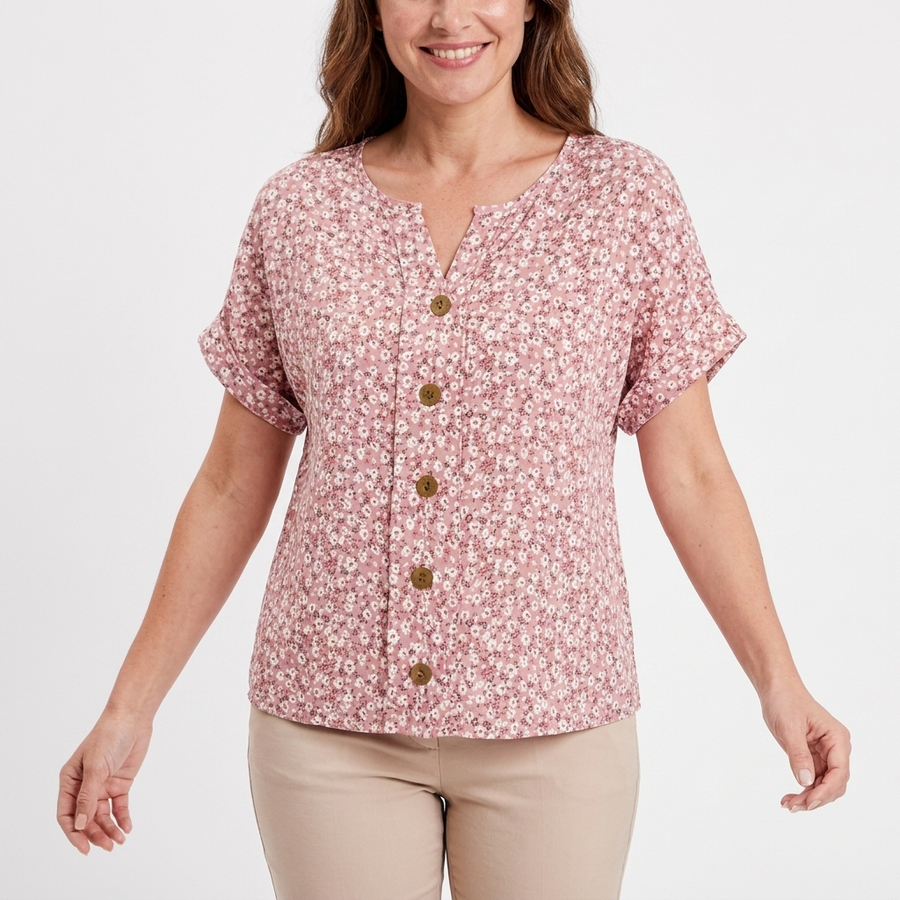 Shimmy | Women's Soft Floral Print Blouse | Elegant Lightweight Summer Top view 3